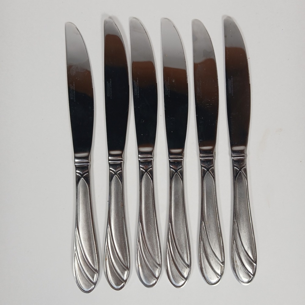 (6) Cambridge Medina Knives Stainless Steel Silverware Glossy Satin Frosted